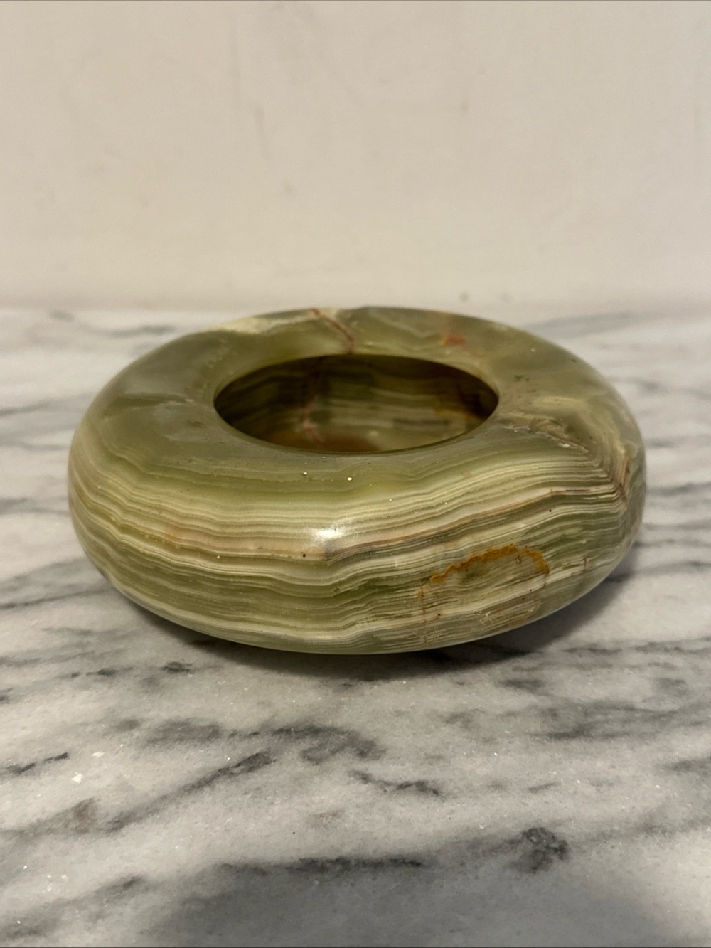 Vintage Green Onyx heavy ashtray - Home Accents